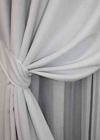 Комплект штор на люверсах VR-Textil Midnight № 1223ш 150х270 см 2 шт Світло-сірий (37-0112) Київ