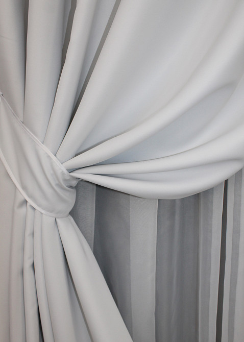 Комплект штор на люверсах VR-Textil Midnight № 1223ш 150х270 см 2 шт Світло-сірий (37-0112) Київ - фото 4