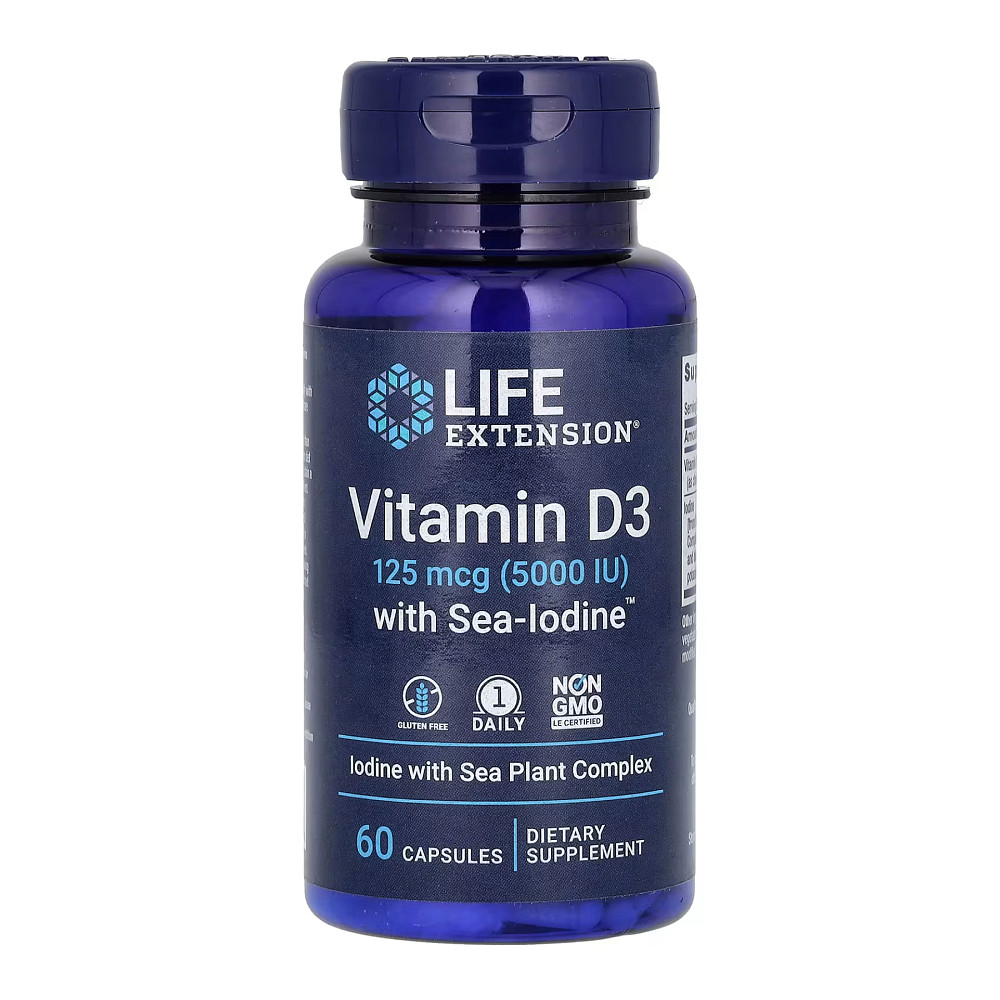 Vit D3 with Sea-Iodine™ 125 mcg (5000 IU) - 60 caps Луцьк - фото 1