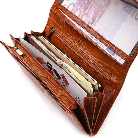 Жіночий шкіряний гаманець для карток купюр та монет CANPELLINI 21528 Рудий Київ