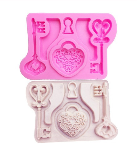 Молд силиконовый Ключи и замок 82 на 57 см розовый Киев - изображение 4