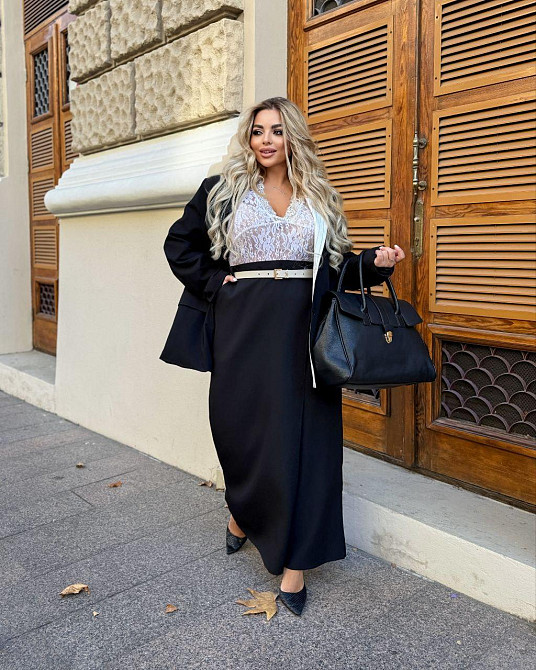 Жіночі базові штани з імітацією спідниці костюмка Чорний, 52/54 Одеса - фото 8