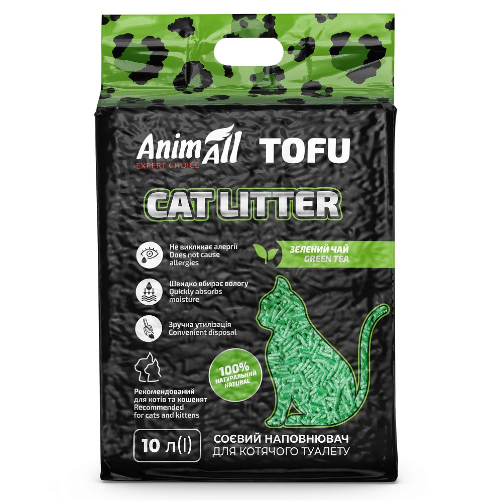 Соєвий наповнювач AnimAll Tofu Green Tea з ароматом зеленого чаю, для котів, 10 літрів (4,66 кг) Київ - фото 1