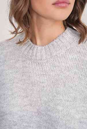 Женский базовый оверсайз свитер машинная вязка Серый Одесса