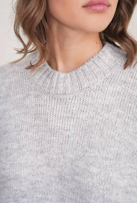 Женский базовый оверсайз свитер машинная вязка Серый Одесса - изображение 2