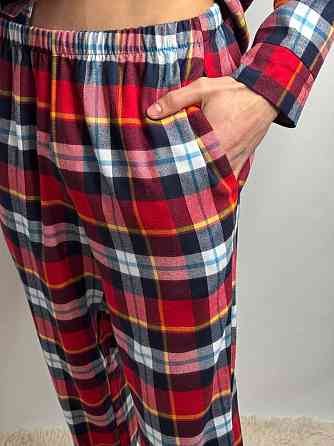 Мужская хлопковая пижама в клетку Красный, XL/2XL Харьков