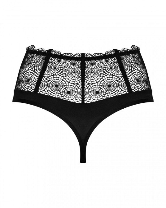 Сексуальные стринги на высокой талии Obsessive Sharlotte panties black L/XL Sex Aura Киев - изображение 4