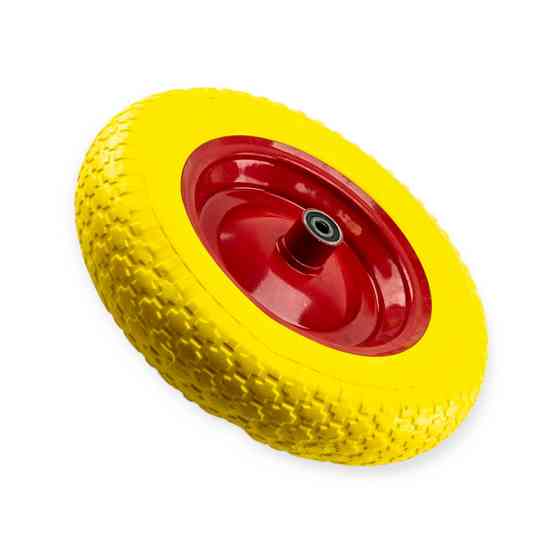 Колесо сборе тачка силикон желтое 3,50-8 диск под ось 12 мм без оси в Мукачево
