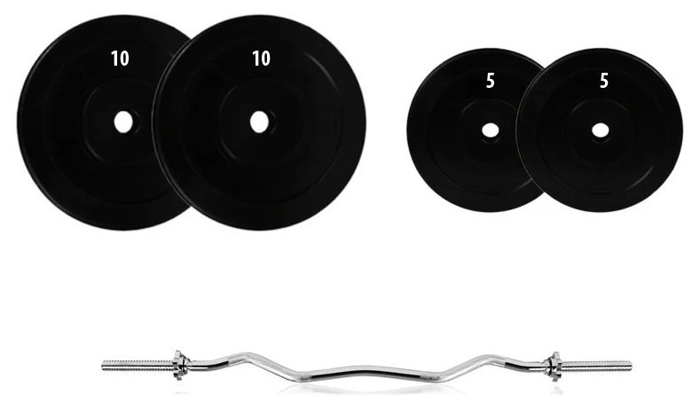 Домашня штанга з W-подібним грифом 36 кг, розбірна, фіксована для дому Київ - фото 1