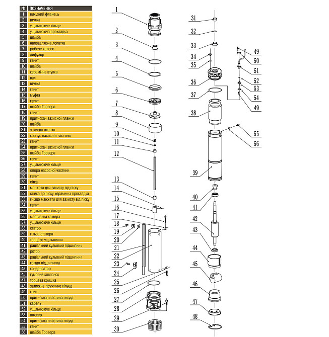 Насос свердловиний з підвищеною стійкістю до піску OPTIMA PM 4QJm4/11 0,75 кВт 81м + 1,5 м кабель (000017626) Київ - фото 3