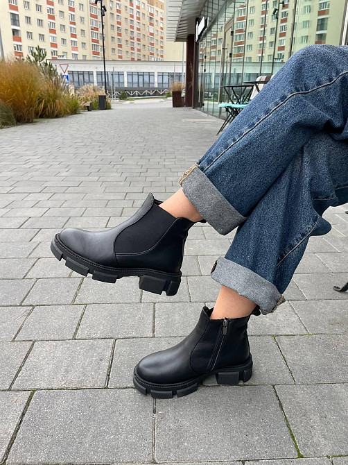 Без бренда Черевики жіночі ARTO чорні натуральна шкіра зима высота 14 см (5222) Коломыя - изображение 7