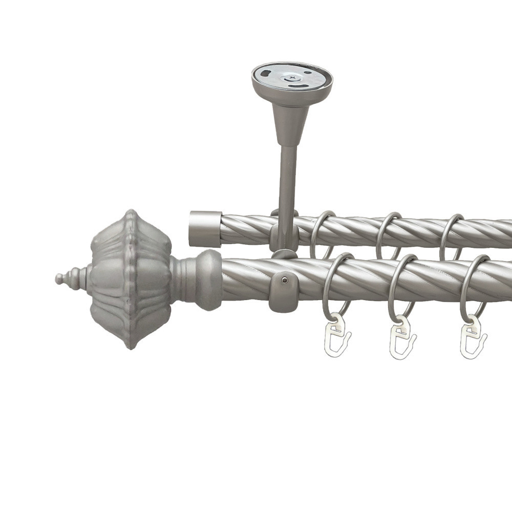 Карниз Orvit Шато металевий дворядний відкритий до стелі скручена труба кільце металеве Сатин 25\19 мм 160 см Львов - изображение 1