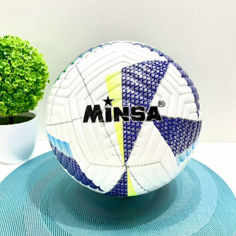 М'яч футбольний розмір 5 400-420г TPE термопластичний еластомер Біло-синій (MS 4295) Чернігів - фото 1