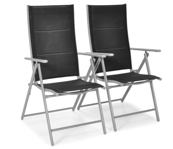 Складной садовый стул MODENA eDomator алюминиевый с регулировкой спинки, Серебряно-черный (Польша) Киев
