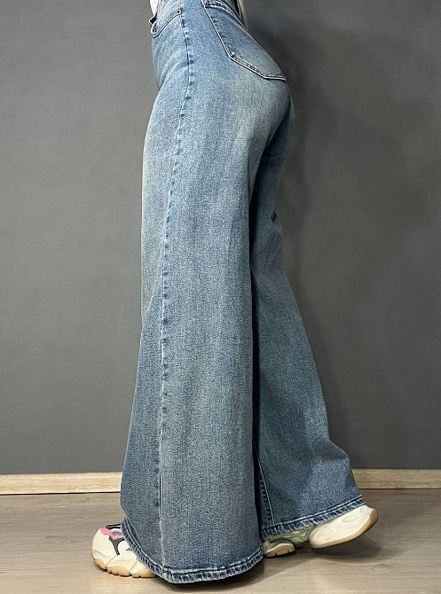 Джинси жіночі Allure 6701 широкі палаццо кльош з високою посадкою сині, синій, 27, 27, 74 см, 100 см Київ - фото 2