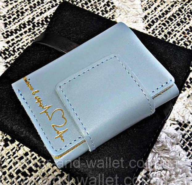 Жіночий маленький жовто-блакитний гаманець на магнітах із тисненням З Україною в серці Grande Pelle Київ - фото 1
