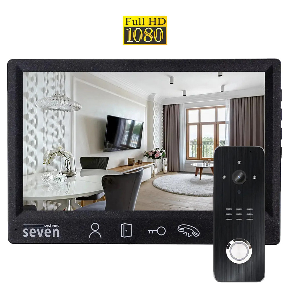 Комплект домофона 7 дюймів із викличною панеллю SEVEN DP-7571/07Kit black Київ - фото 1