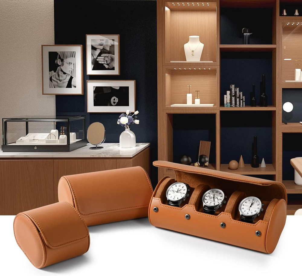 Органайзер для зберігання годинників на 3 штуки Oirlv, кейс футляр чохол коричневий для браслетів три слоти Київ - фото 8