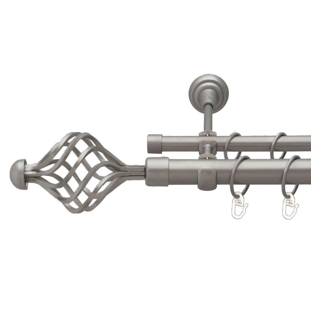 Карниз Orvit Арезо металевий дворядний відкритий гладка труба кільце металеве Сатин 25\16 мм 300 см (6353150) Львів - фото 1