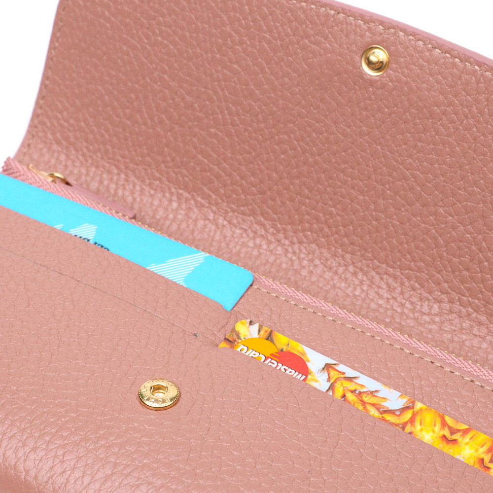 Відмінний жіночий гаманець з монетницею на блискавці з натуральної шкіри Пудровий (Tony Bellucci) Київ - фото 8