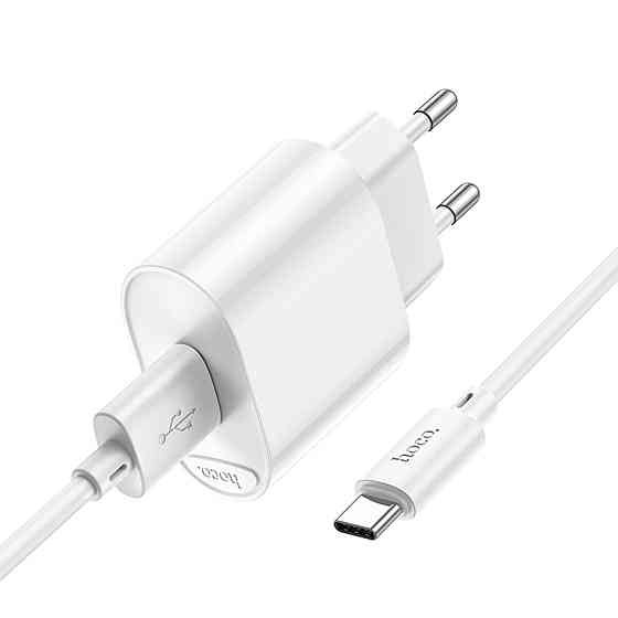 Мережевий зарядний пристрій HOCO C109A Fighter single port QC3.0 charger set(Type-C) White Київ