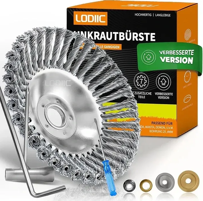 Дротяна щітка LODIIC для мотокоси 25,4 мм, насадка для бензинових тримерів, видалення бур’янів, корщітка, крацовка Київ - фото 1