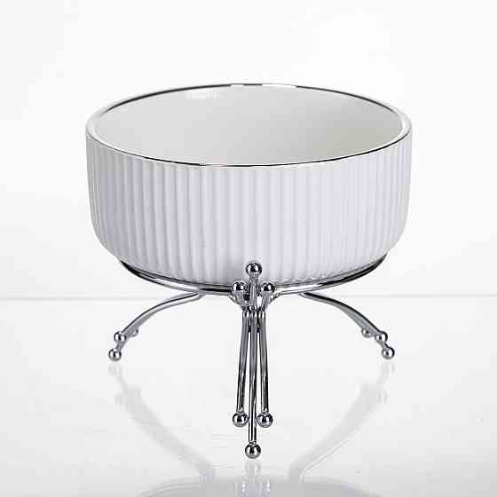 Салатник фарфоровий на підставці Ø16 см Срібло Київ