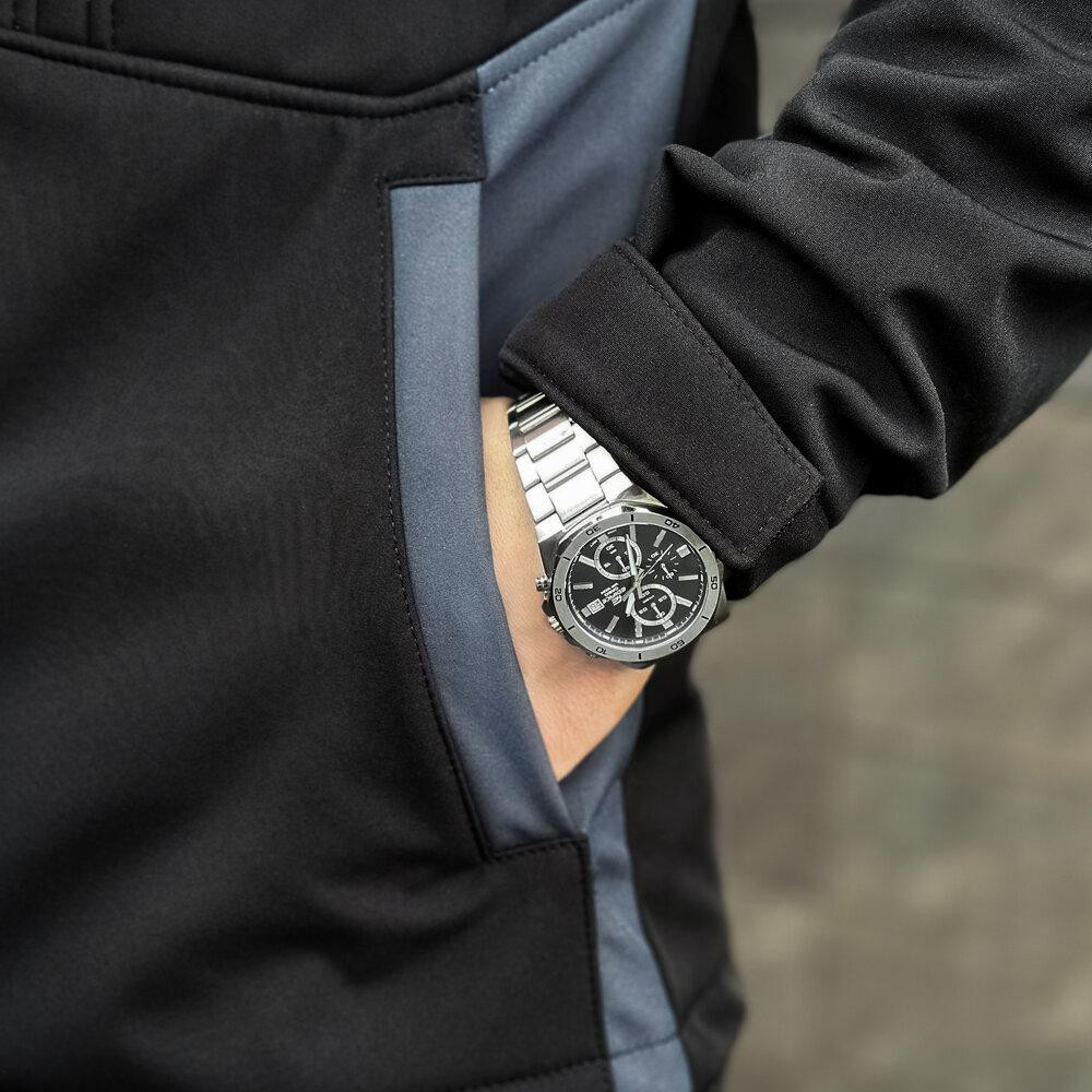 Черно-серая демисезонная мужская куртка 3XL с капюшоном Pobedov Setup Киев - изображение 6