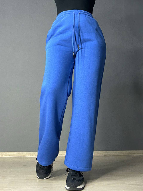 Штаны женские OLIVIA 2236 спортивные кюлоты укороченные на флисе синие, синий, L Киев - изображение 11