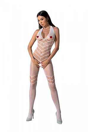 Бодістокінг з плетінням на животику Passion BS100 One Size, white, декоративний шов, з доступом Sex Aura Київ