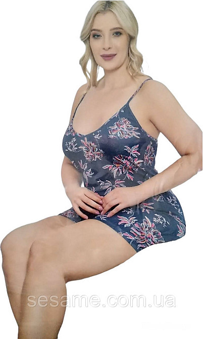 Піжама жіноча комплект для сну двійка майка та шорти Батал ТМ MyBen 60007 (Туреччина) Харків - фото 1