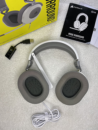 Гарнитура игровая CORSAIR HS65 SURROUND проводная белая объемный звук 7.1 для ПК PS5 Mac Xbox CA-901 Киев - изображение 3