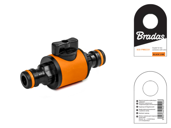 Адаптер із внутрішньою різьбою 3/4 з запірним краном, BLACK LINE, з ярликом, ECO-PWB2231 Киев - изображение 2