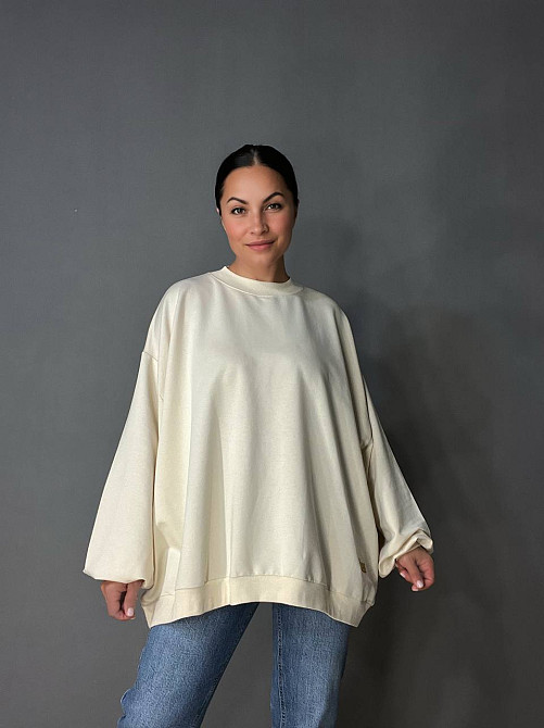 Світшот жіночий MY CITY 3044 широкий оверсайз супер вільного крою великі розміри, молочний, one size Київ - фото 5