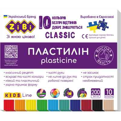 Пластилин ZiBi Classic 10 цветов 200 г (ZB.6232) Винница