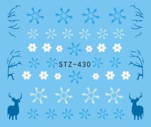 Новорічні наклейки на нігті "Олені і сніжинки" - розмір стікера 6*5см Київ