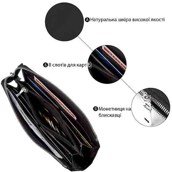 Клатч шкіряний матовий SHVIGEL 16191 Чорний Київ