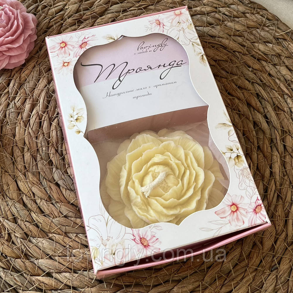Міні подарунок жінці "Троянда" - свічка ручної роботи, мило з натуральними оліями, коробка Ірпінь - фото 5