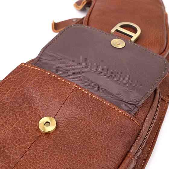 Мужская сумка через плечо из зернистой натуральной кожи Vintage 22966 Коричневый Киев