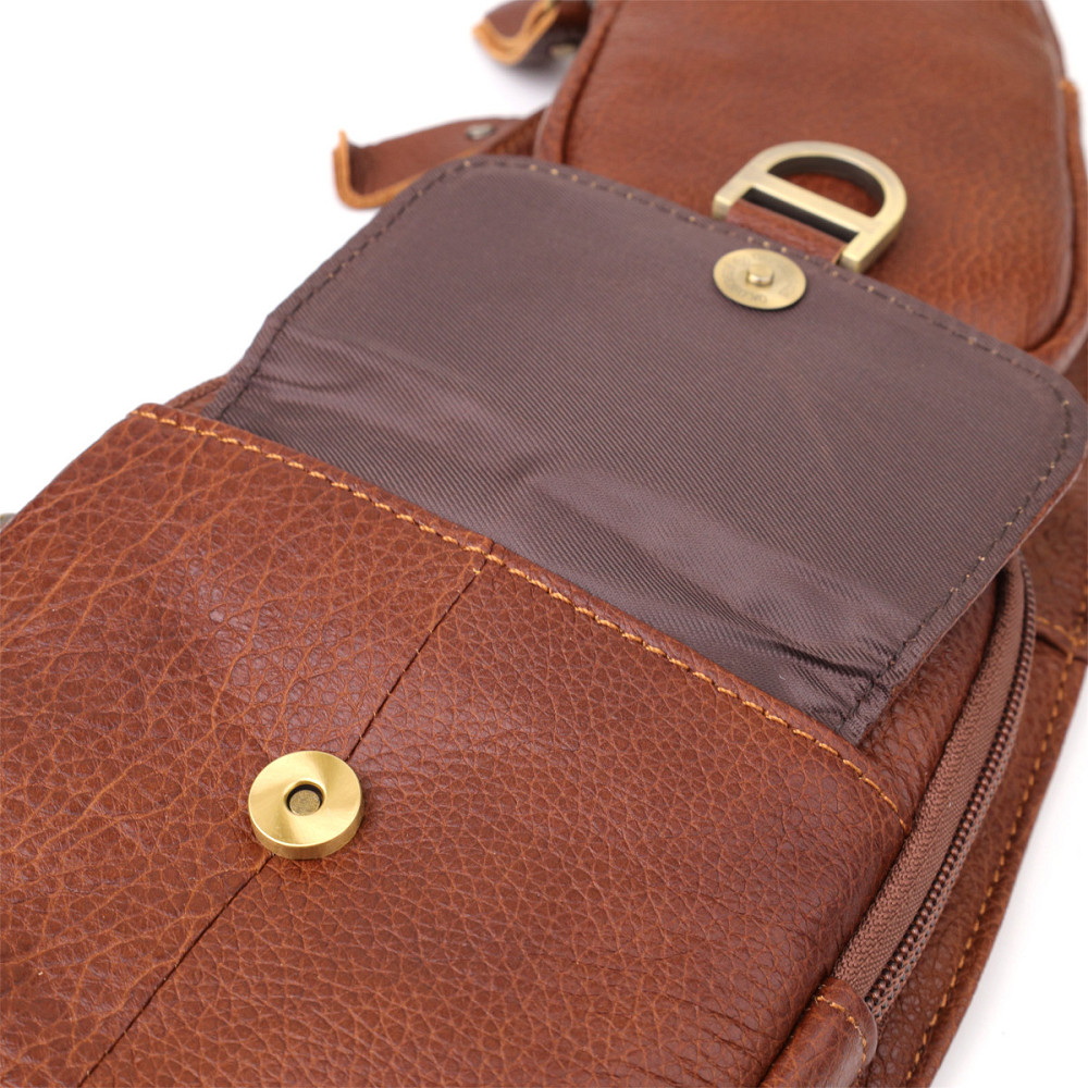 Чоловіча сумка через плече із зернистої натуральної шкіри Vintage 22966 Коричневий Київ - фото 5