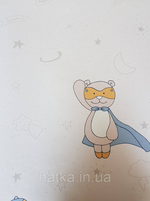 Шпалери флізелінові Decoprint Sweet Dreams дитячі зірки планети місяць коти на світло рожевому 0,53x10,05 м Київ - фото 2