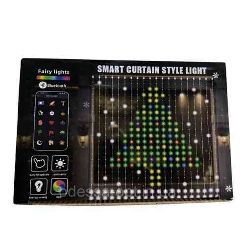 Гирлянда штора занавес  RGB 400 LED 3x2 м Bluetooth пульт ДУ USB 5В 20 нитей светодиодная Киев