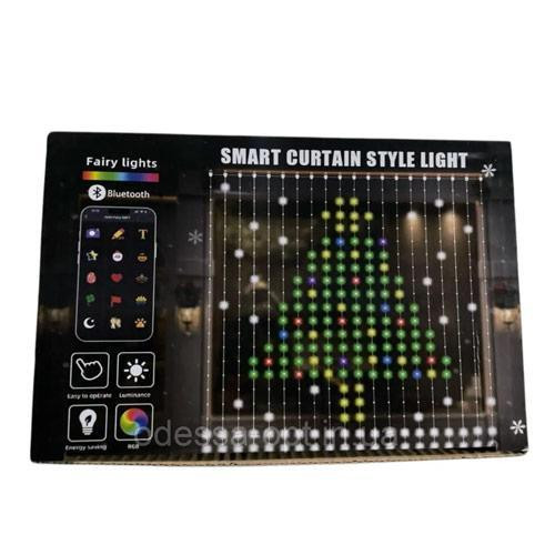 Гирлянда штора занавес  RGB 400 LED 3x2 м Bluetooth пульт ДУ USB 5В 20 нитей светодиодная Киев - изображение 3