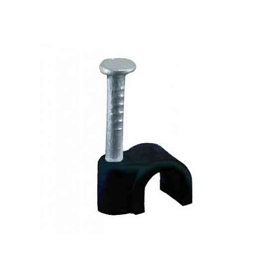 Скоба кругла з цвяхом для кабелю R-8 чорна (100 шт.) Київ