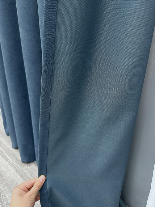 Комплект готовых штор VR-Textil Микровелюр Petek № 1489ш Серо-голубой 150х290 см 2 шт (33-0362) Киев - изображение 15