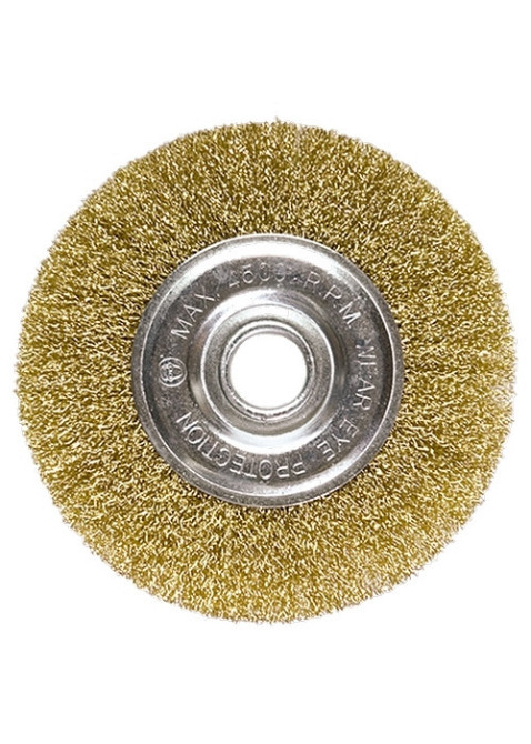 Щітка для КШМ, 125 мм, посадка 22,2 мм, плоска, латуньований витий дріт MATRIX Полтава - фото 1