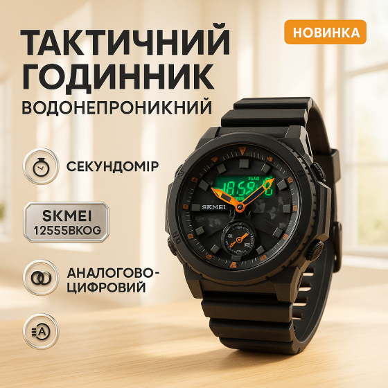 Водонепроникний годинник для риболовлі, Чоловічий годинник з пластиковим ремінцем JM-14 Львів