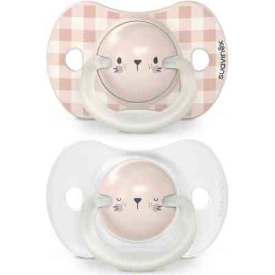 Пустышка Suavinex фізіологочна, 2 шт. 0-6 місяців, нічна/кролик (308214) Винница