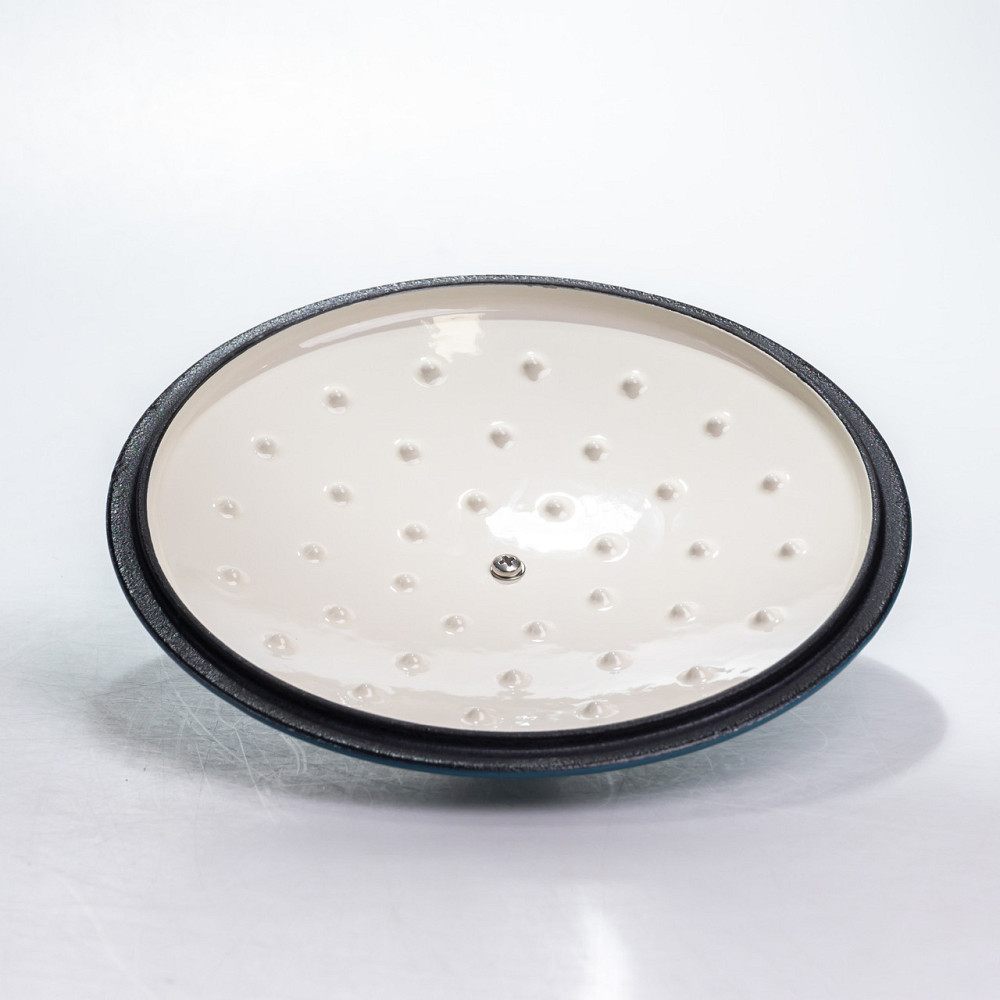 Каструля чавунна 2.5 л емальована з кришкою посуд для тушкування запікання томління кухонна Синя HP-1-14-BLUE Коломия - фото 7