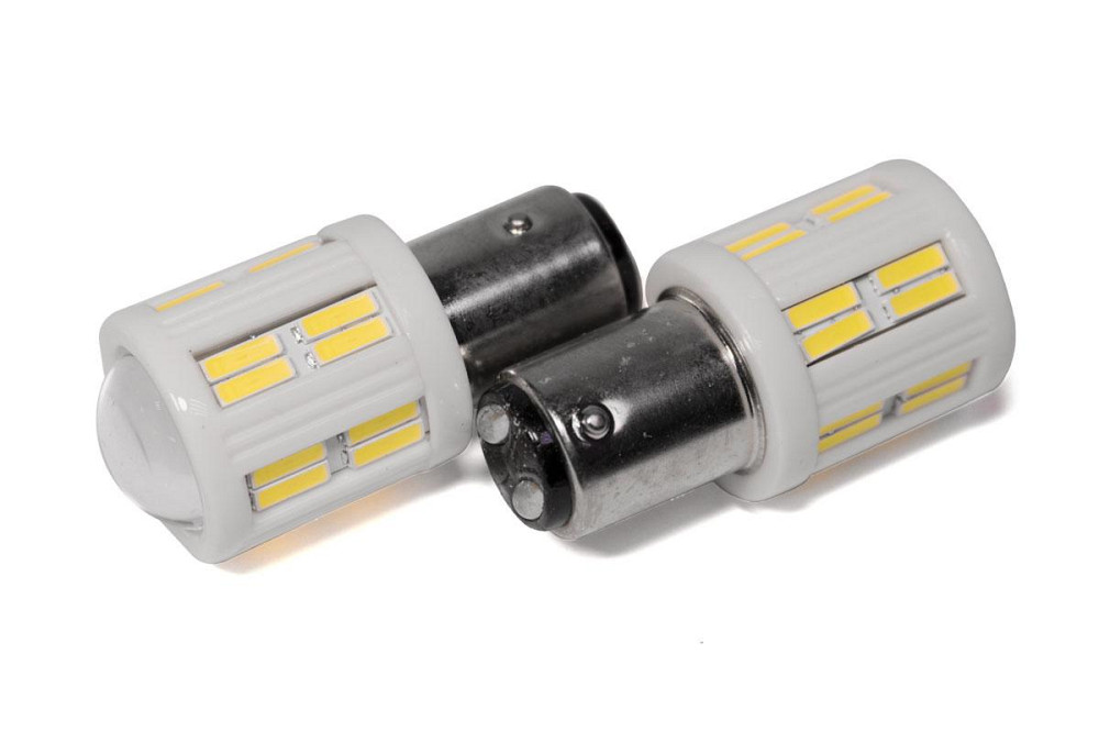 Світлодіодна лампа StarLight T25/5 28 (24+4 лінза) діодів 4014 BAY15d 3.5 W 12 V-24 V WHITE/ кераміка/габарит+стоп Харків - фото 2